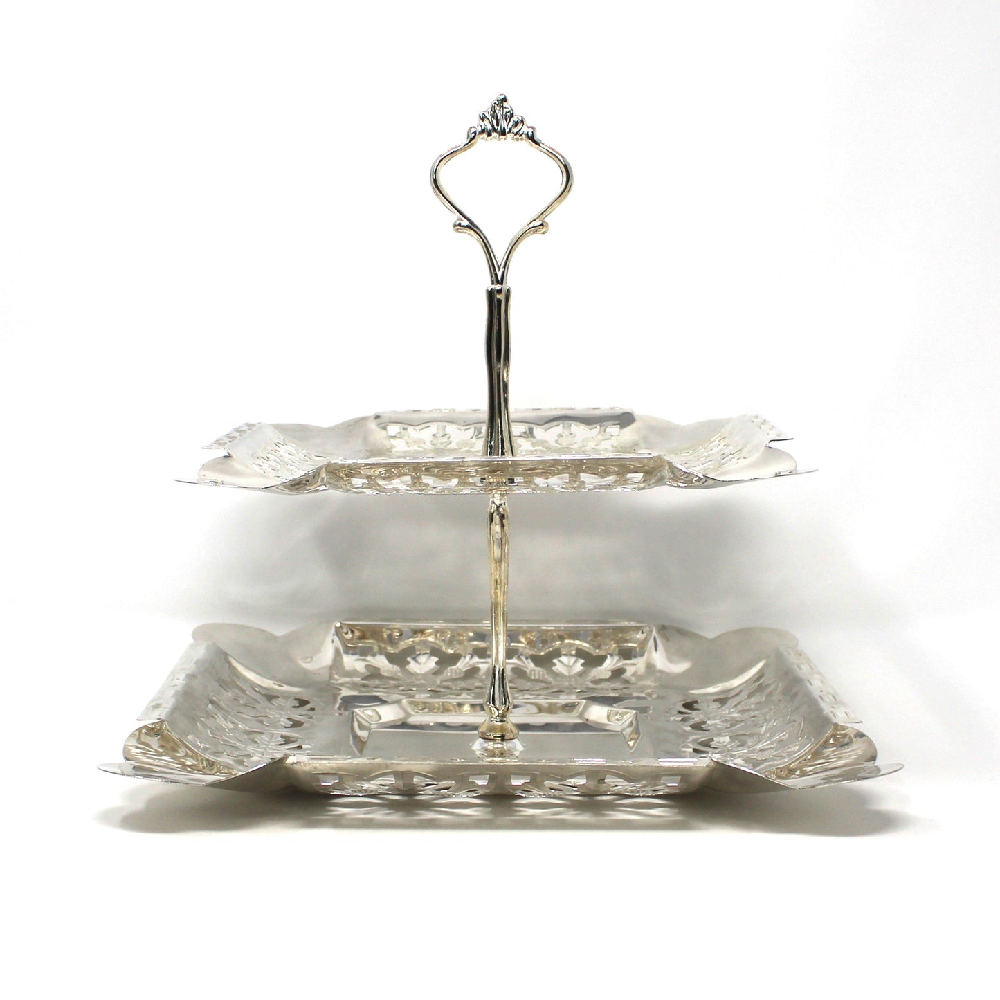 Sandwich Plate / Tidbit Tray, Two-Tier Server with Handle, Silverplate, Studio Nova Silver Radiance, Vintage