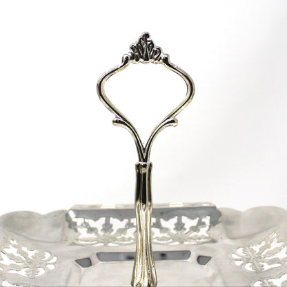Sandwich Plate / Tidbit Tray, Two-Tier Server with Handle, Silverplate, Studio Nova Silver Radiance, Vintage