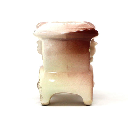 Planter, Antique Car with Curtains, Pink with Gold, G686, Vintage