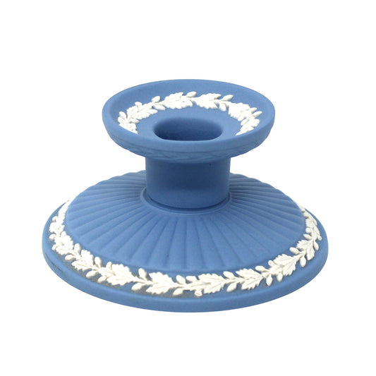 Candle Holder, Wedgwood, Blue Jasperware, Acorn and Oak Leaf, Neoclassical, 1978, Made in England