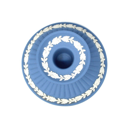 Candle Holder, Wedgwood, Blue Jasperware, Acorn and Oak Leaf, Neoclassical, 1978, Made in England