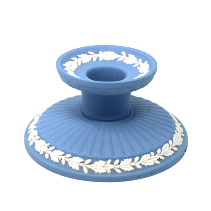 Candle Holder, Wedgwood, Blue Jasperware, CHIPPED EDGE, Acorn and Oak Leaf, Neoclassical, 1977, Made in England