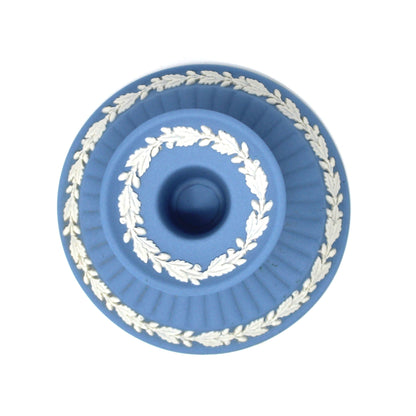 Candle Holder, Wedgwood, Blue Jasperware, CHIPPED EDGE, Acorn and Oak Leaf, Neoclassical, 1977, Made in England