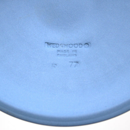 Candle Holder, Wedgwood, Blue Jasperware, CHIPPED EDGE, Acorn and Oak Leaf, Neoclassical, 1977, Made in England