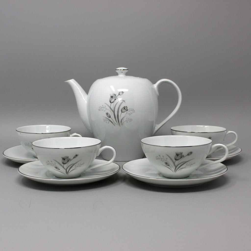 Tea Set, Teapot, Cups and Saucers, Creative, Royal Elegance Pattern, Mid Century Japan, 9 Pcs, Vintage