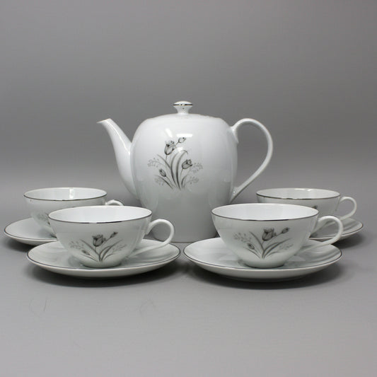 Tea Set, Teapot, Cups and Saucers, Creative, Royal Elegance Pattern, Mid Century Japan, 9 Pcs, Vintage