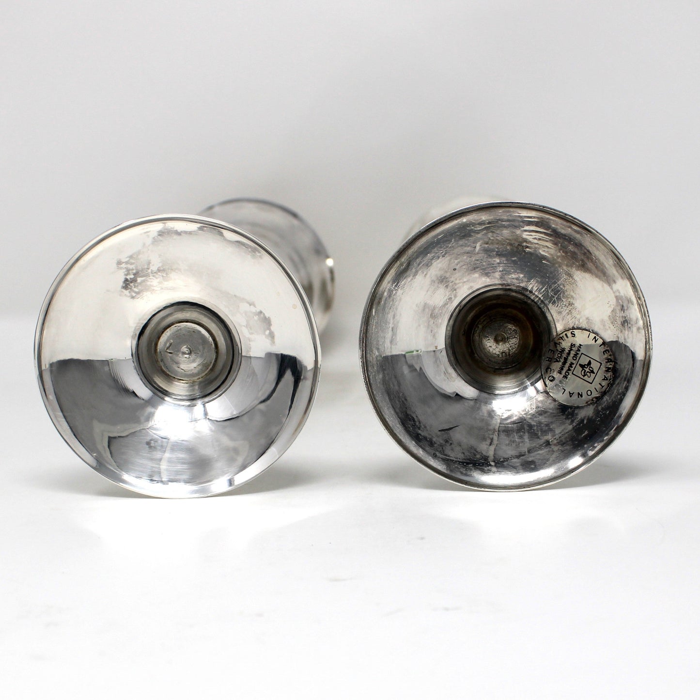 Champagne Flutes, Silverplate, Hallmark Wedding Collection, International Silver Co, Handmade, Bridal Toasting Set of 2, Vintage, 1970s
