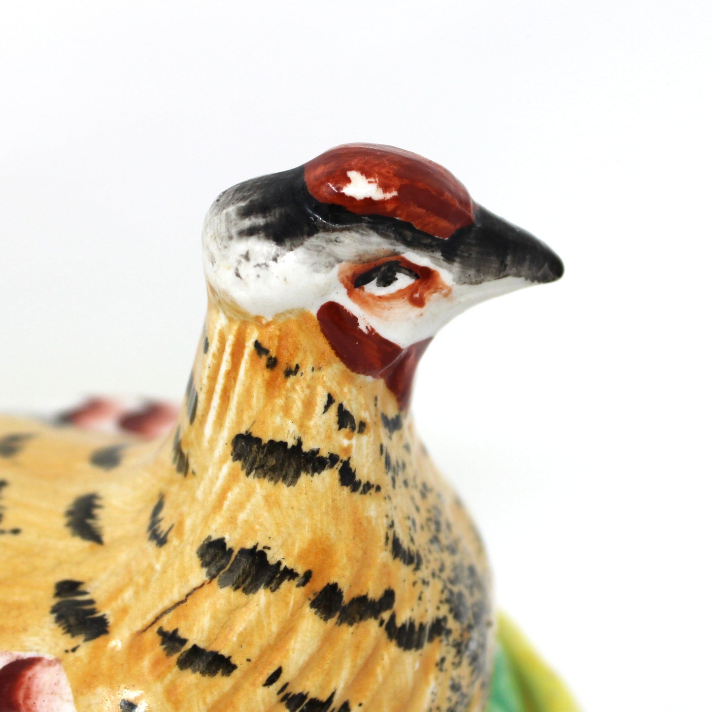 Hen in Nest, William Kent, Old Staffordshire Ware, Hand Painted Enamels, Antique, Made in England, 1891-1920s
