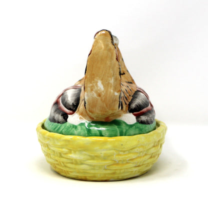 Hen in Nest, William Kent, Old Staffordshire Ware, Hand Painted Enamels, Antique, Made in England, 1891-1920s