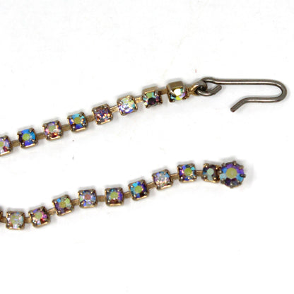 Necklace, Aurora Borealis Rhinestones, Double Dangle Necklace, Vintage