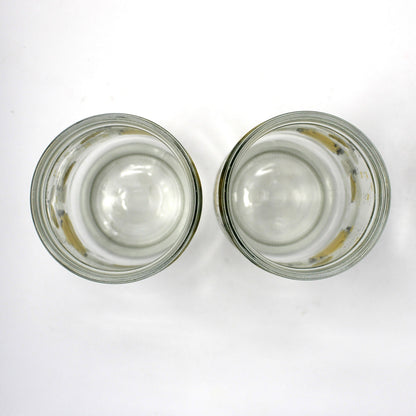 Glasses / Tumblers, Anchor Hocking, Bumble Bees & Beehives, Peanut Butter Jar Glasses, Set of 2, Made in USA, Vintage, 1980s