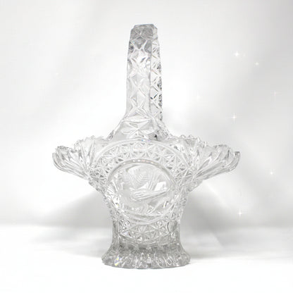 Basket, The Byrdes Collection, Lead Crystal Etched Bird, Hofbauer Crystal Germany, Vintage 1990