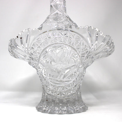 Basket, The Byrdes Collection, Lead Crystal Etched Bird, Hofbauer Crystal Germany, Vintage 1990