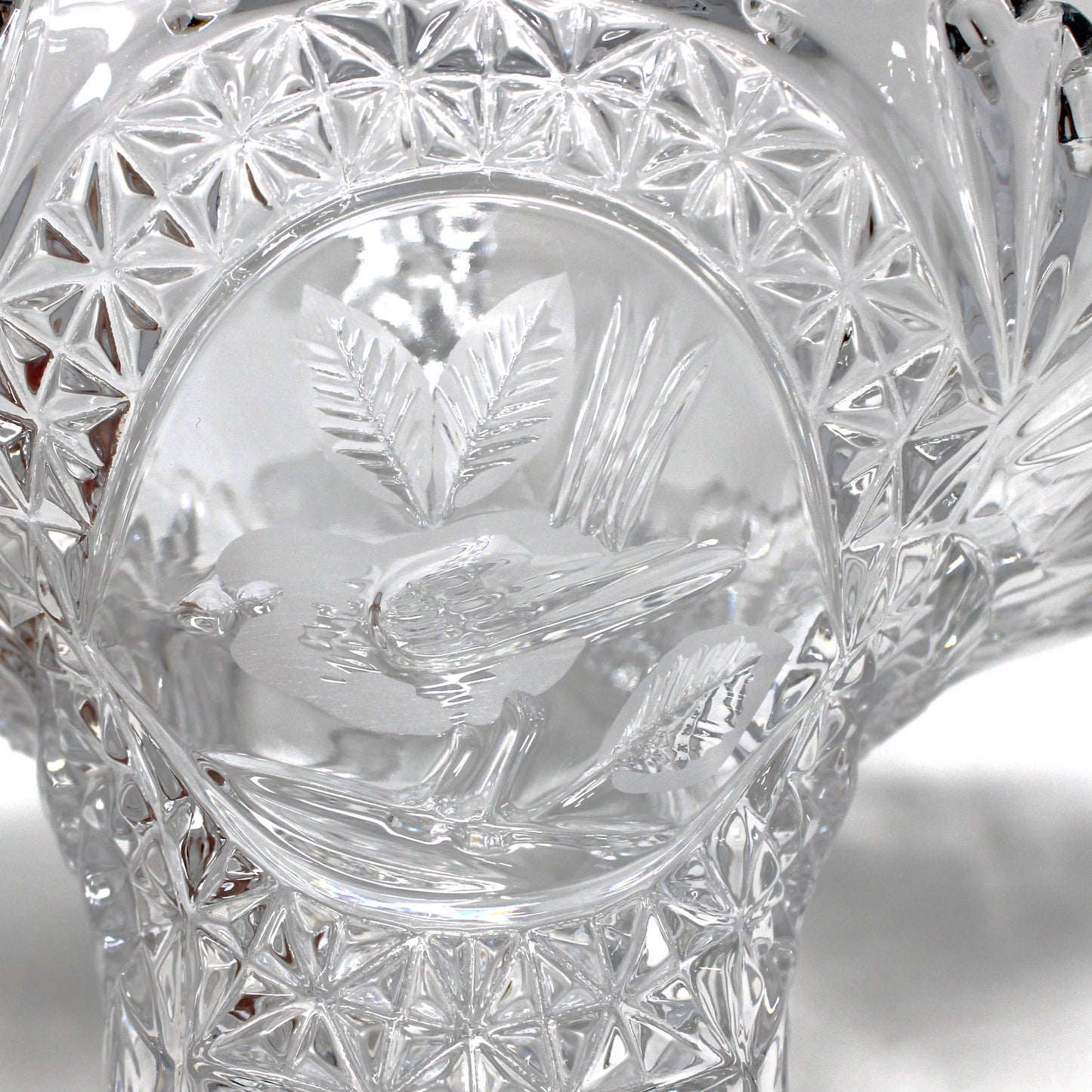 Basket, The Byrdes Collection, Lead Crystal Etched Bird, Hofbauer Crystal Germany, Vintage 1990