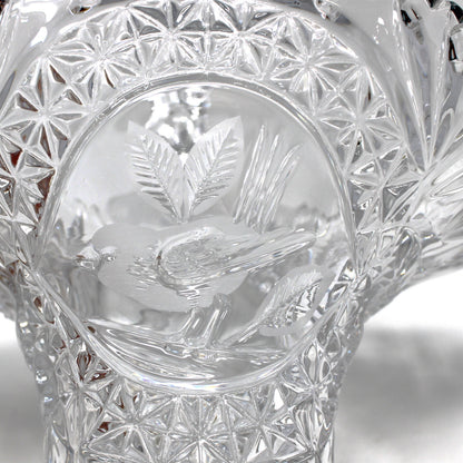 Basket, The Byrdes Collection, Lead Crystal Etched Bird, Hofbauer Crystal Germany, Vintage 1990
