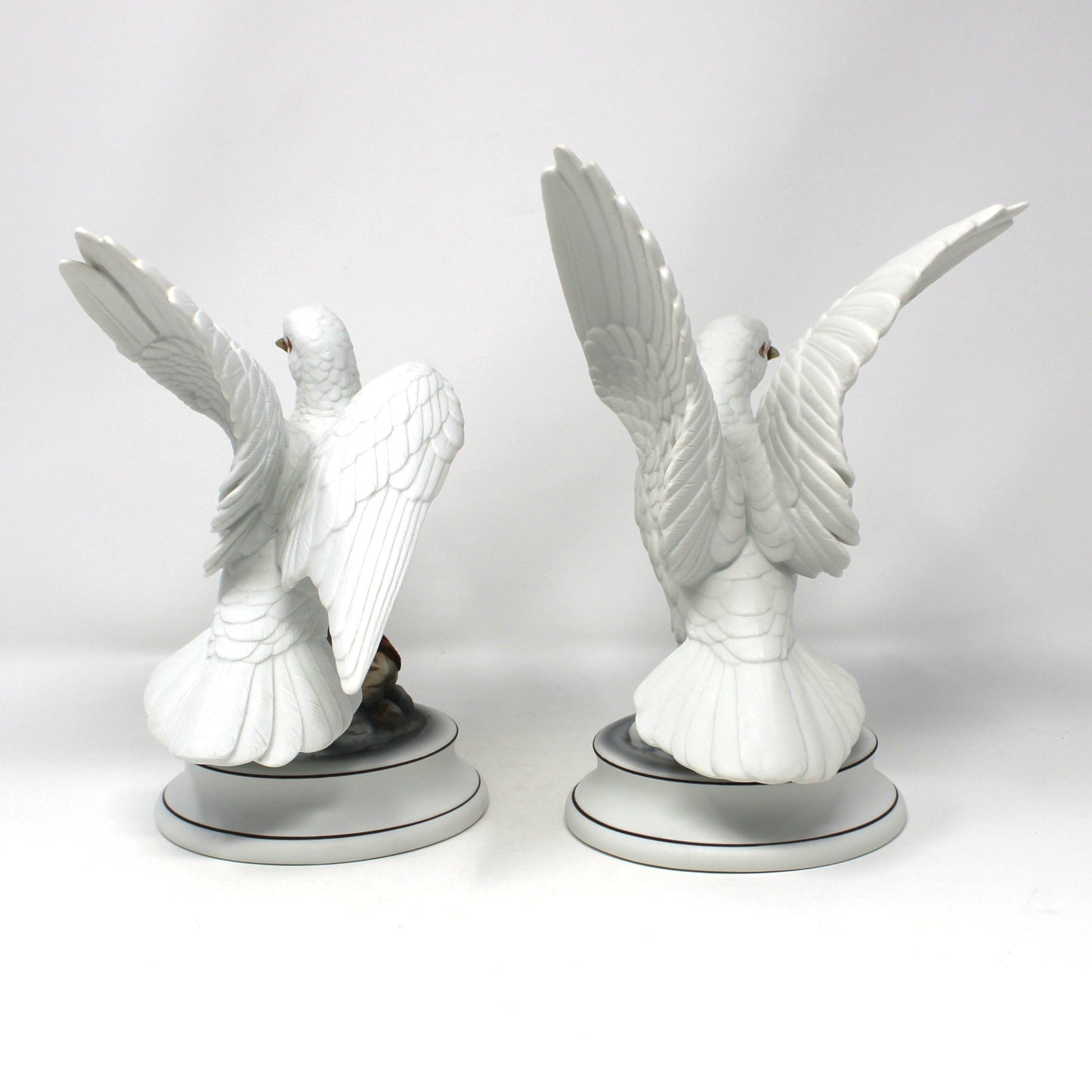 Figurine, Andrea by Sadek, White Dove Pair, Peace Doves on Rocks, Set of Two, Vintage 1970's