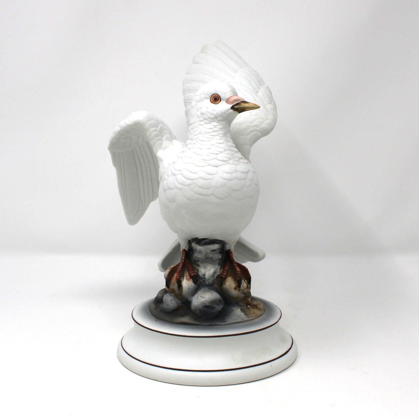 Figurine, Andrea by Sadek, White Dove Pair, Peace Doves on Rocks, Set of Two, Vintage 1970's