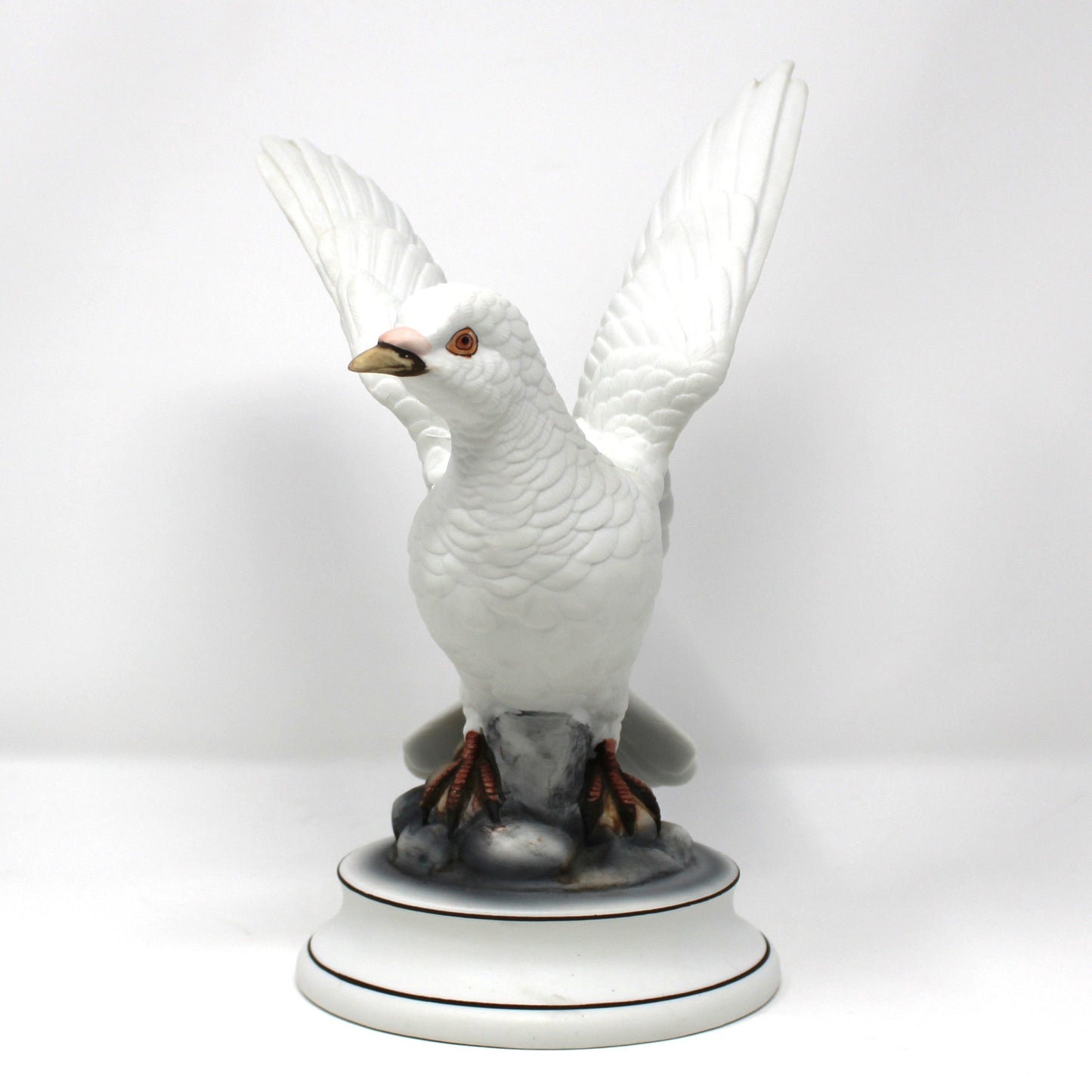 Figurine, Andrea by Sadek, White Dove Pair, Peace Doves on Rocks, Set of Two, Vintage 1970's