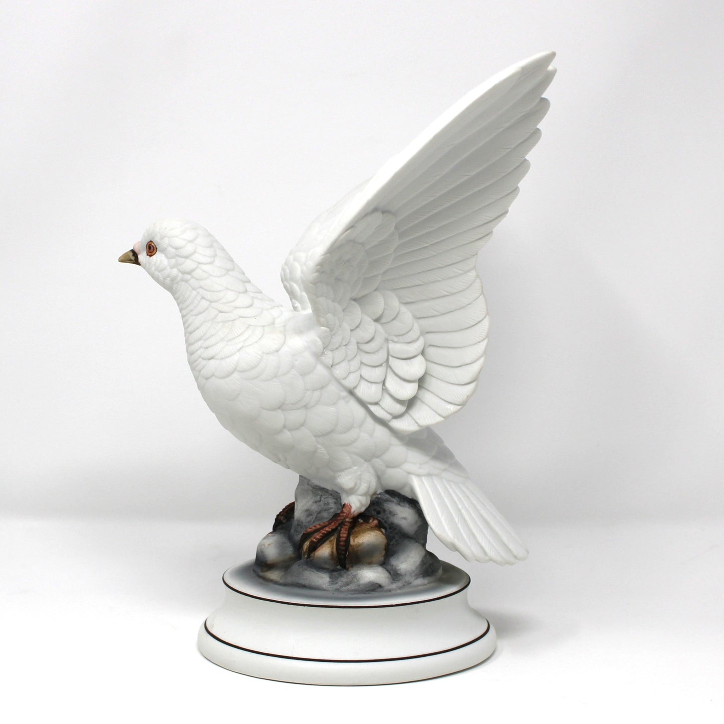 Figurine, Andrea by Sadek, White Dove Pair, Peace Doves on Rocks, Set of Two, Vintage 1970's