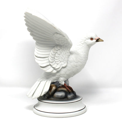 Figurine, Andrea by Sadek, White Dove Pair, Peace Doves on Rocks, Set of Two, Vintage 1970's