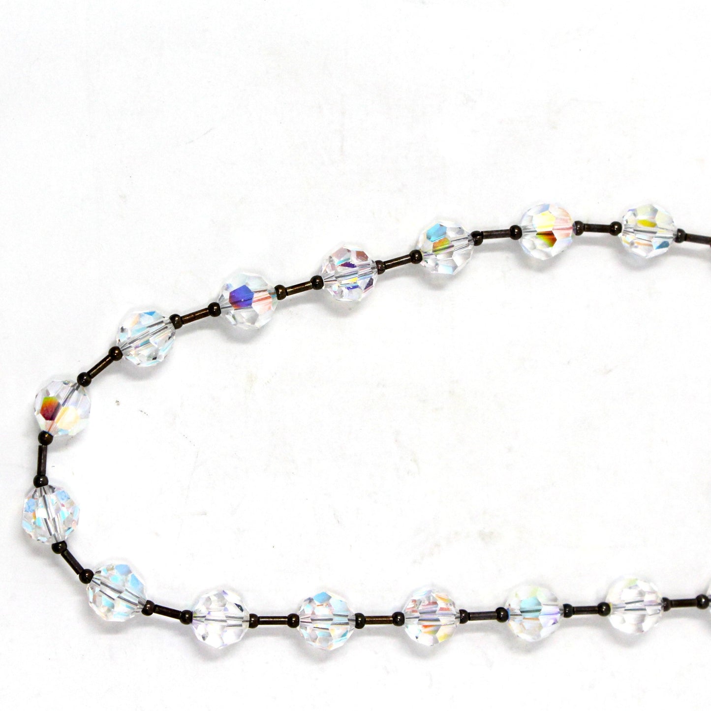 Necklace, Clear Faceted Aurora Borealis Beads, Rivière Style Necklace, Vintage