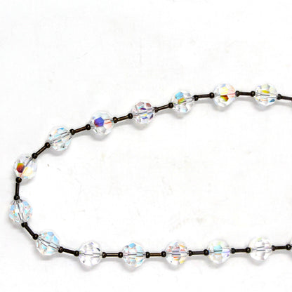 Necklace, Clear Faceted Aurora Borealis Beads, Rivière Style Necklace, Vintage