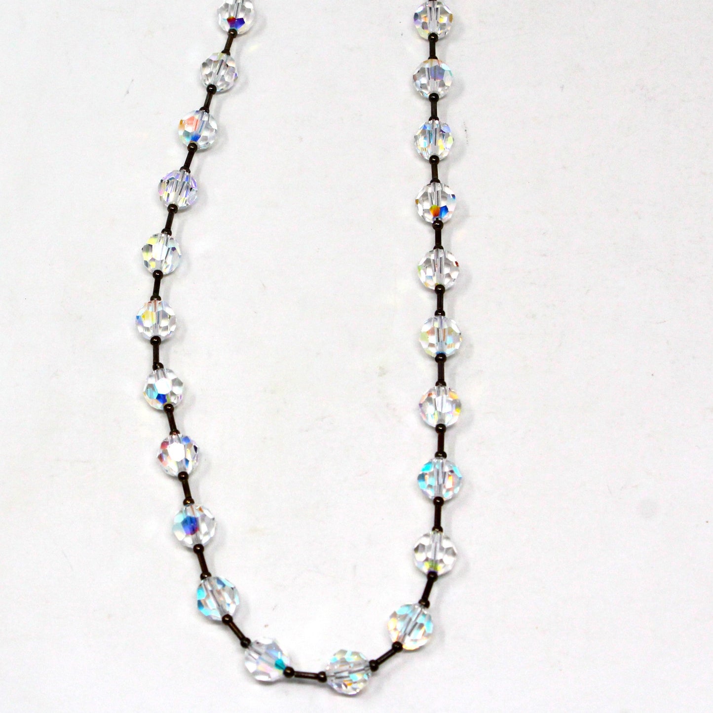 Necklace, Clear Faceted Aurora Borealis Beads, Rivière Style Necklace, Vintage