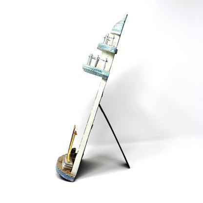 Photo Frame, Lighthouse and Sailboat, Coastal Home Decor, 4 x 6 Portrait Orientation, Beachcomber, Nautical