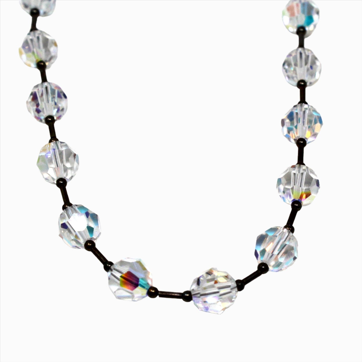 Necklace, Clear Faceted Aurora Borealis Beads, Rivière Style Necklace, Vintage