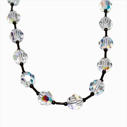 Necklace, Clear Faceted Aurora Borealis Beads, Rivière Style Necklace, Vintage