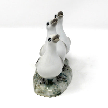 Figurine, Sanbo Porcelain, White Geese Trio, Minimalist Decor, Spain, Vintage 1970's