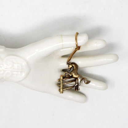 Keychain / Key Ring, Horse by Fence, Equestrian Keychain, Vintage