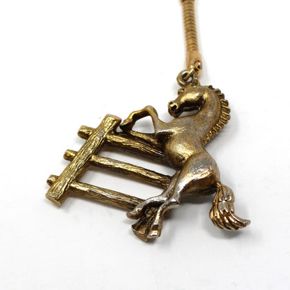 Keychain / Key Ring, Horse by Fence, Equestrian Keychain, Vintage