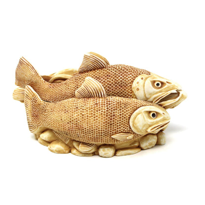 Trinket Box, Harmony Kingdom, "Journey Home," Salmon Swimming Upstream, Hand Carved, Peter Calvesbert, Made in England, 1991