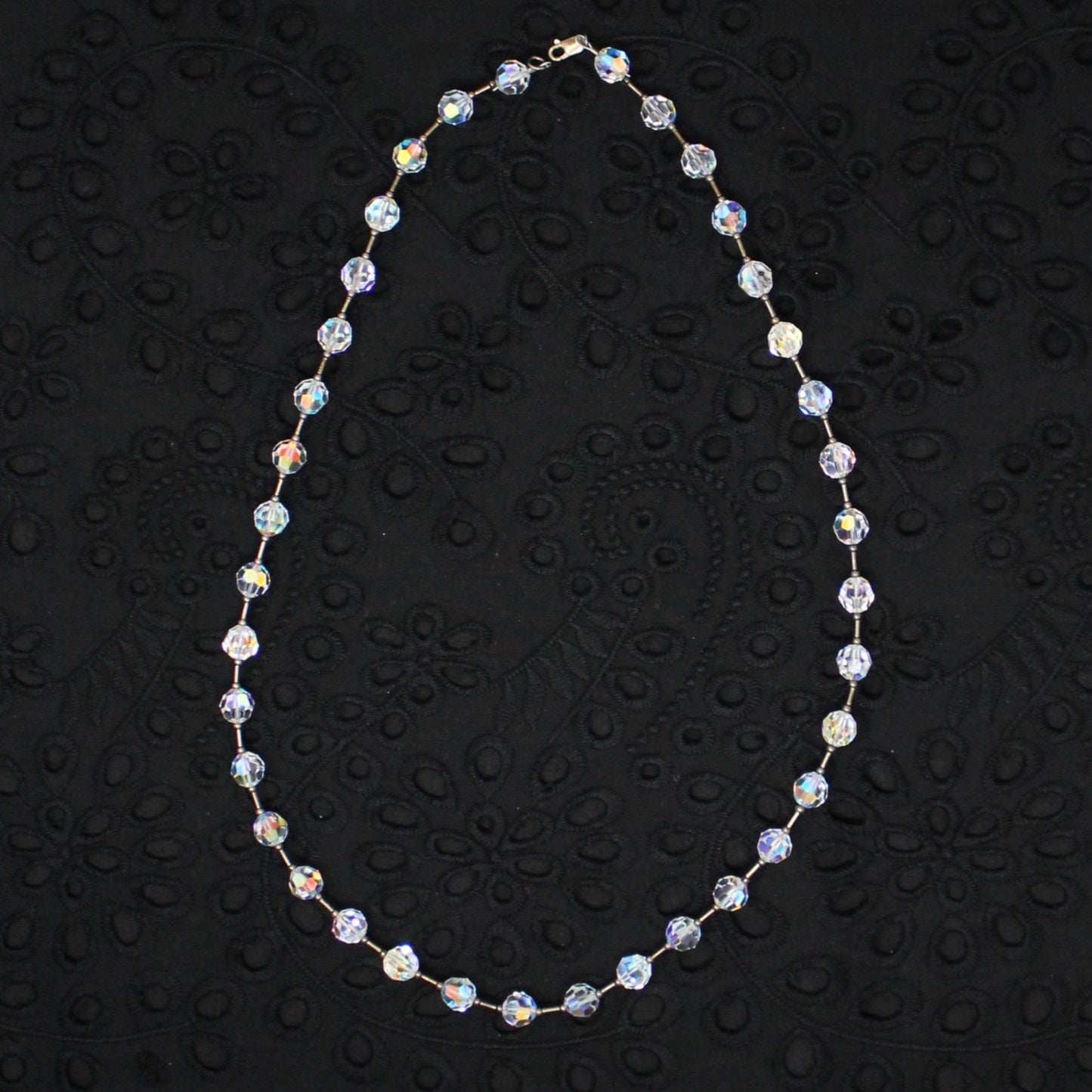 Necklace, Clear Faceted Aurora Borealis Beads, Rivière Style Necklace, Vintage
