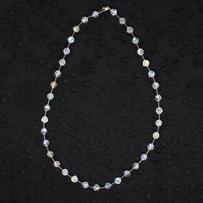 Necklace, Clear Faceted Aurora Borealis Beads, Rivière Style Necklace, Vintage