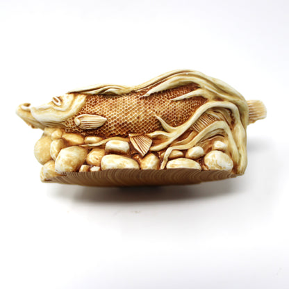 Trinket Box, Harmony Kingdom, "Journey Home," Salmon Swimming Upstream, Hand Carved, Peter Calvesbert, Made in England, 1991