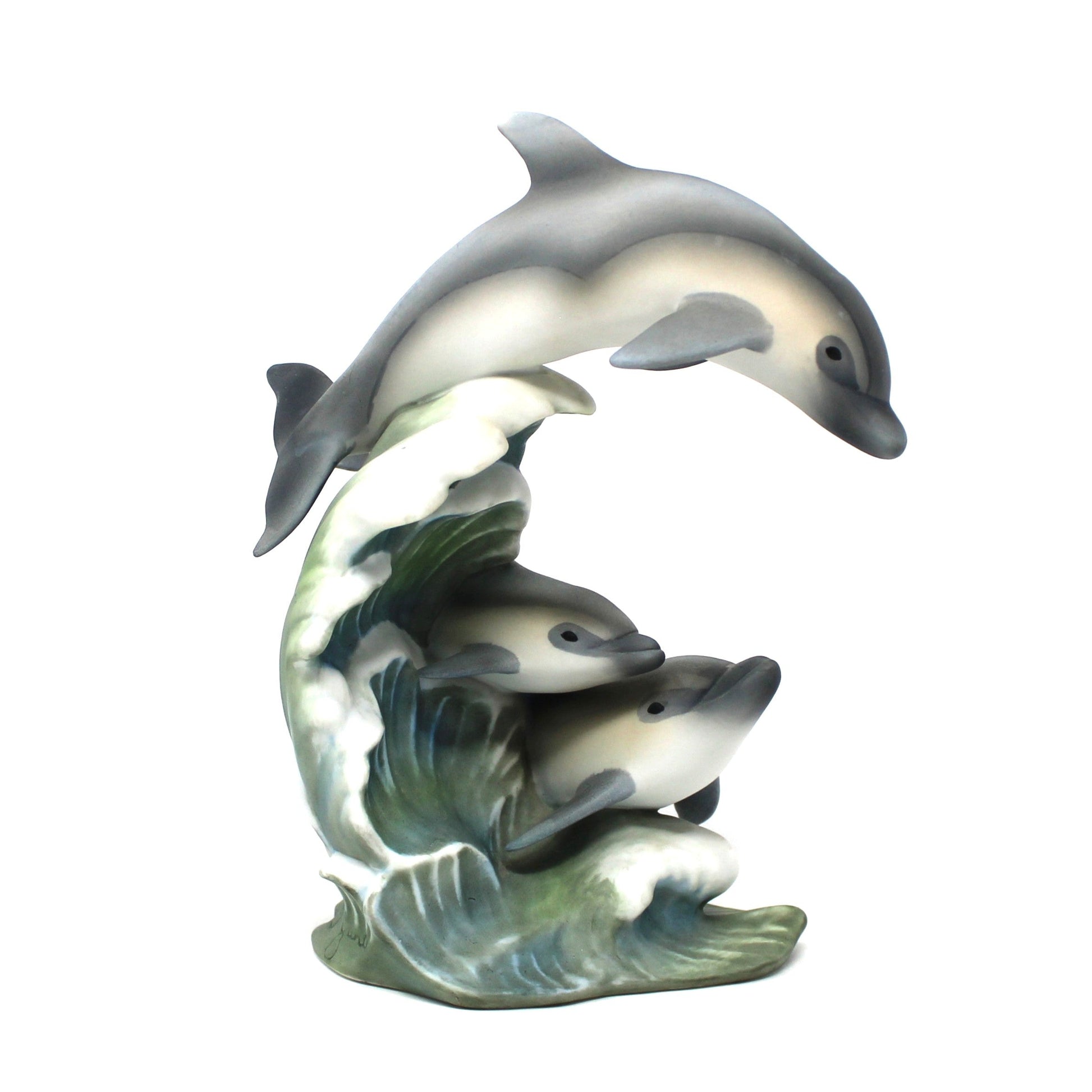 Vintage Figurine, Homco Endangered Species Dolphins Frolicking with the Waves. Porcelain 1994