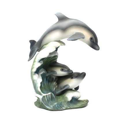 Vintage Figurine, Homco Endangered Species Dolphins Frolicking with the Waves. Porcelain 1994