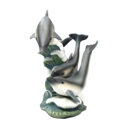 Figurine, HomCo, Dolphins, Endangered Species, Marine Mammals, Porcelain, Vintage, 1994