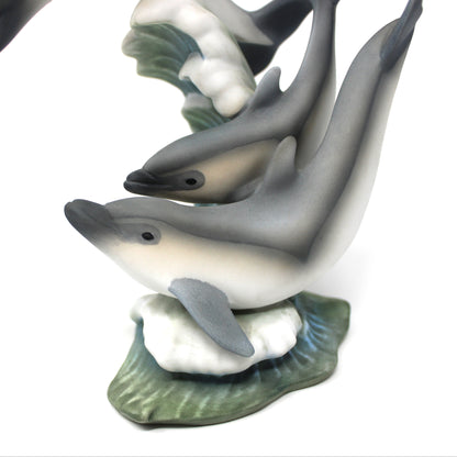 Figurine, HomCo, Dolphins, Endangered Species, Marine Mammals, Porcelain, Vintage, 1994