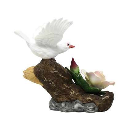 Figurine, Heritage House, Springtime Serenade Collection, Dove with Flower, Bisque Porcelain, Vintage