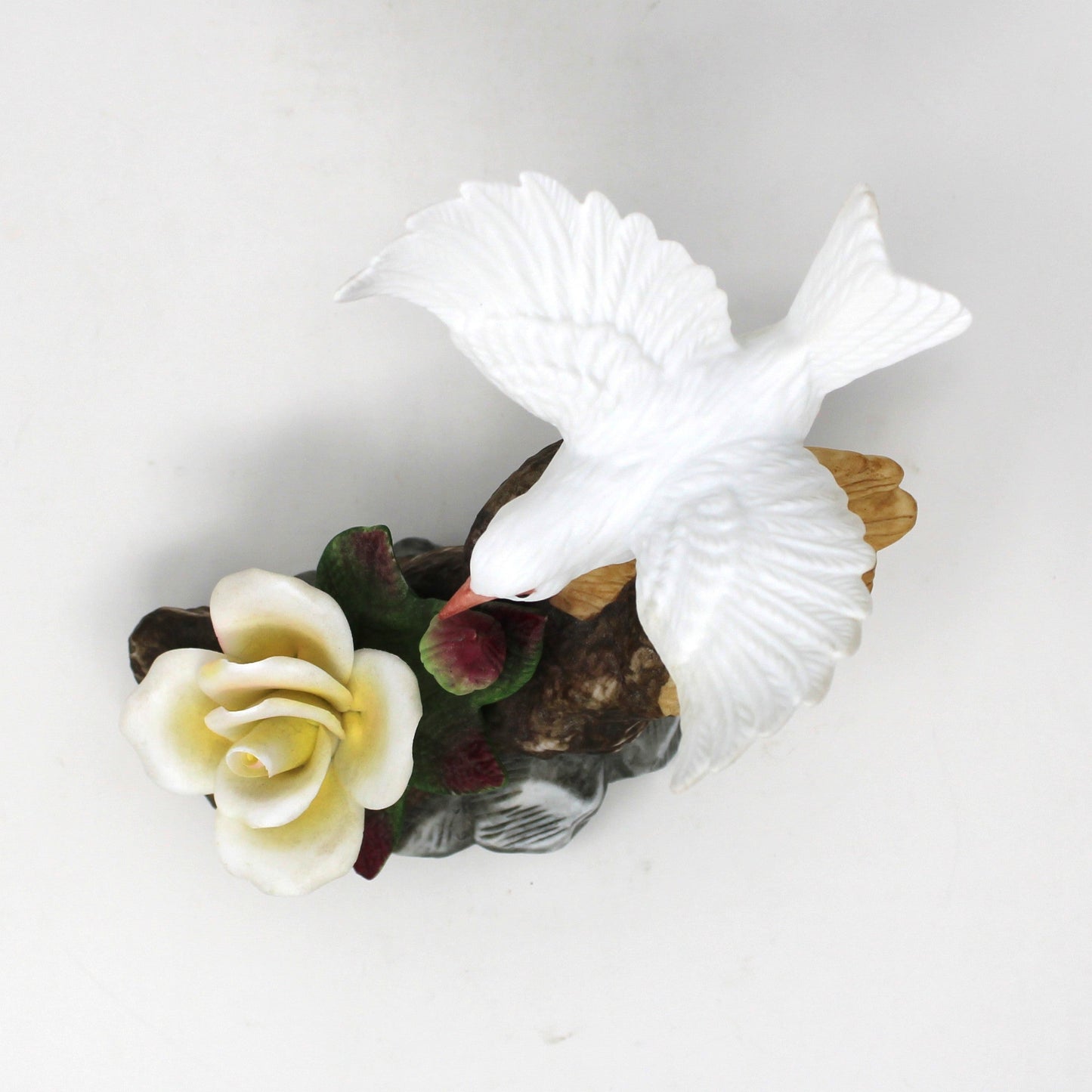 Figurine, Heritage House, Springtime Serenade Collection, Dove with Flower, Bisque Porcelain, Vintage