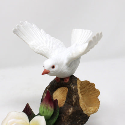Figurine, Heritage House, Springtime Serenade Collection, Dove with Flower, Bisque Porcelain, Vintage