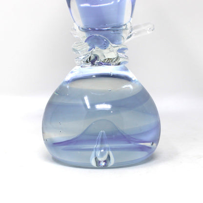 Sculpture, Art Glass, Leaping Dolphin on Sphere, Neodymium Alexandrite Glass, Lilac, Vintage 1970s