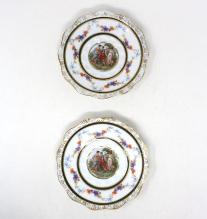 Saucers, Hermann Ohme, Silesia Germany, Louis XVI, Antique, Set of 2