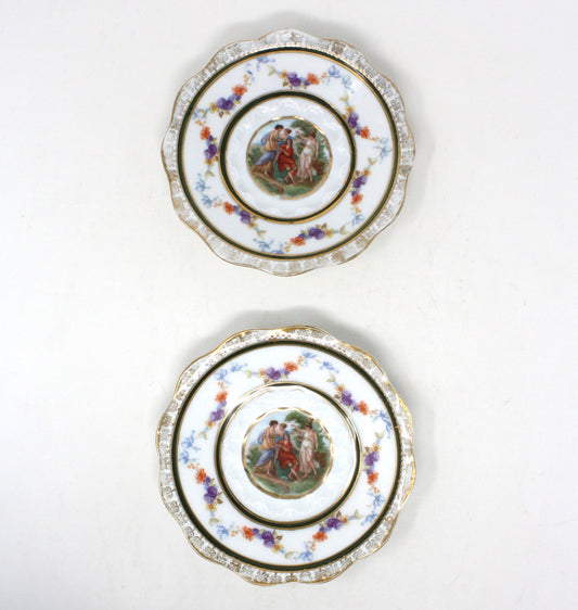 Saucers, Hermann Ohme, Silesia Germany, Louis XVI, Antique, Set of 2
