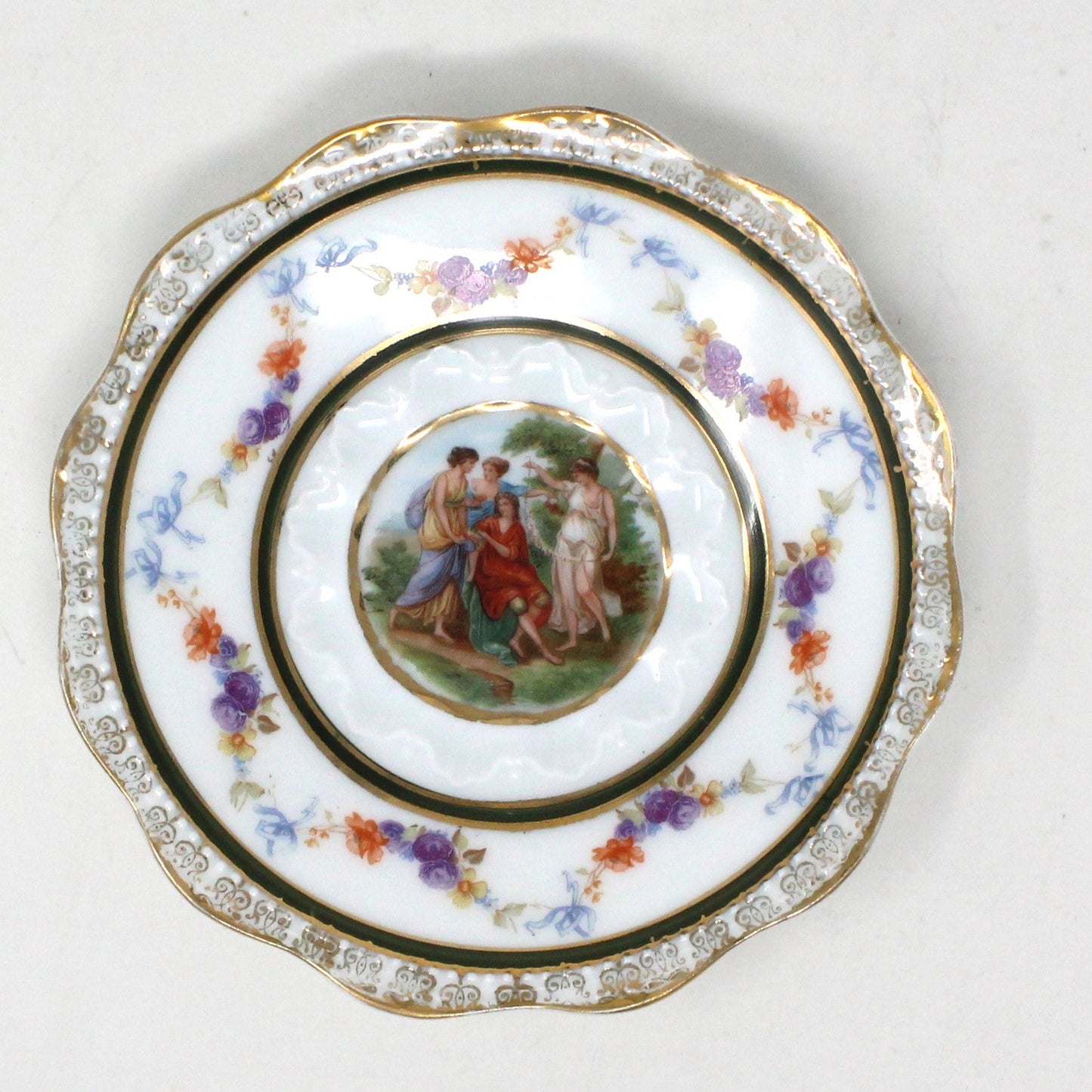 Saucers, Hermann Ohme, Silesia Germany, Louis XVI, Antique, Set of 2