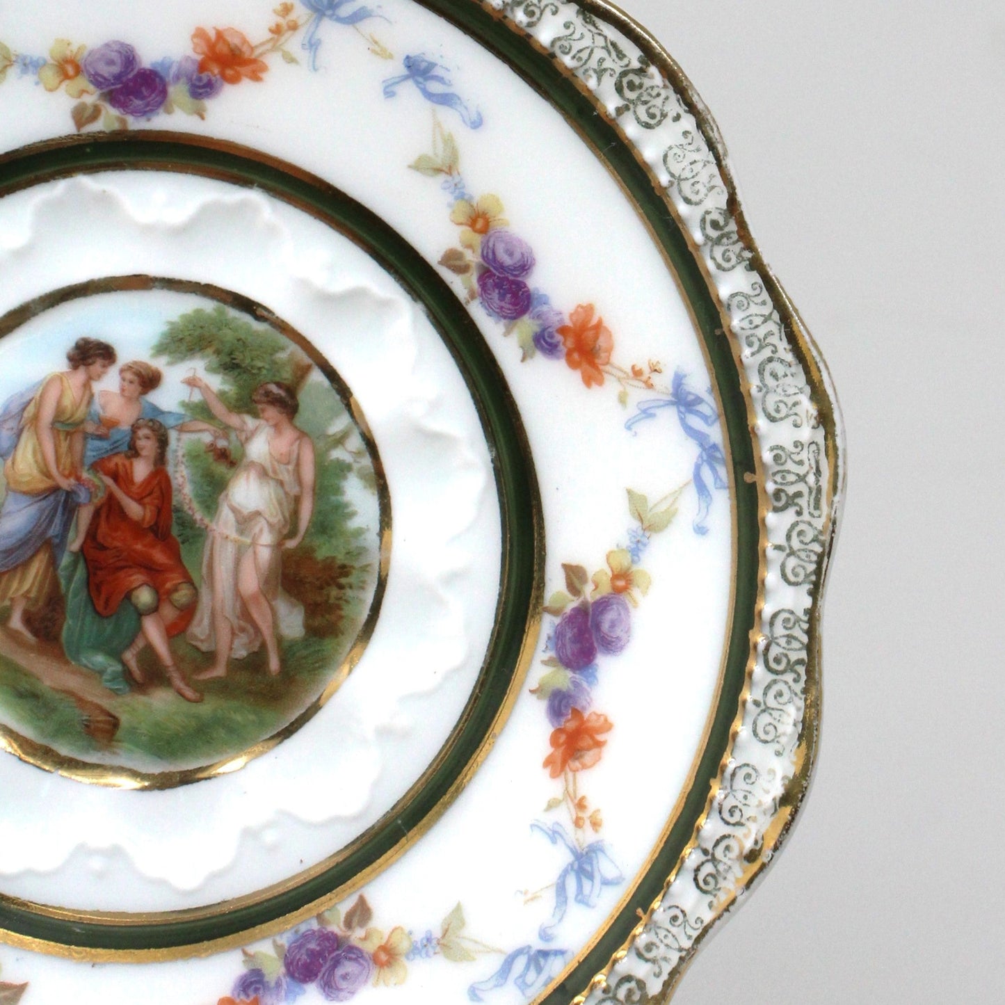 Saucers, Hermann Ohme, Silesia Germany, Louis XVI, Antique, Set of 2