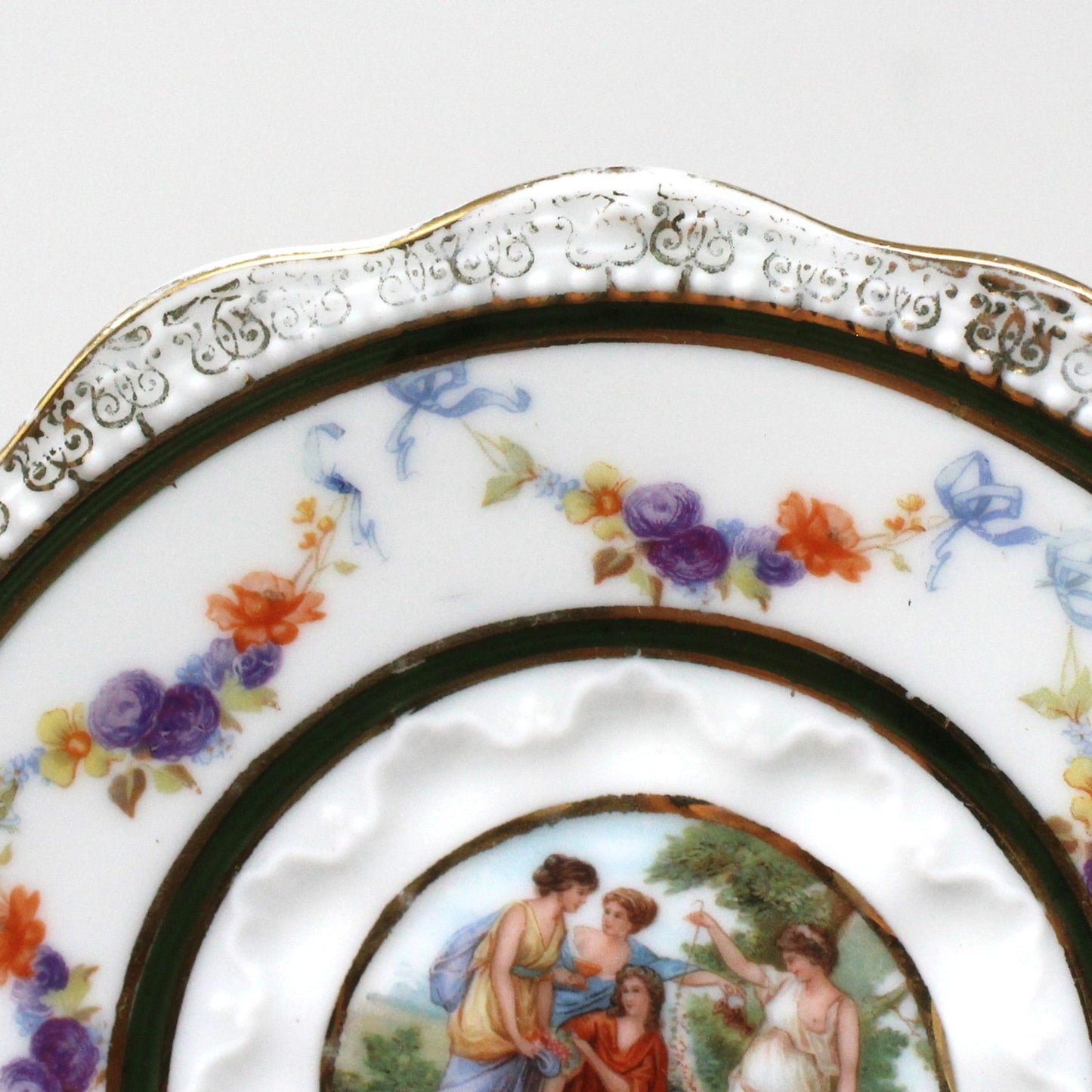Saucers, Hermann Ohme, Silesia Germany, Louis XVI, Antique, Set of 2